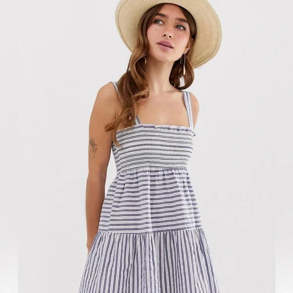 Urban Outfitters Lumiere Woven Blue/ White Stripe Dress. New with tag - Picture 3 of 11